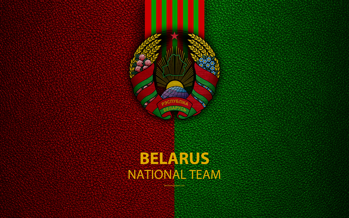 Vitryssland landslaget, 4k, l&#228;der konsistens, emblem, logotyp, fotboll, Vitryssland, Europa