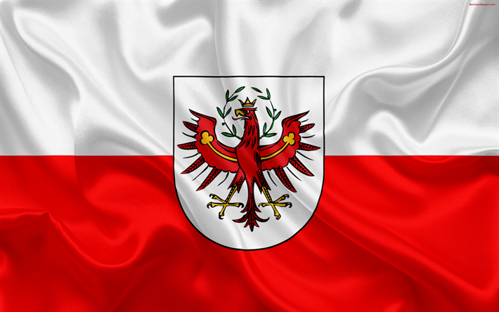 Bandera de Tirol, de tierras federales, Austria Tierras, la divisi&#243;n Administrativa de Austria, simbolismo, Tirol, Austria, seda textura, 4k