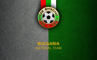 Bulgaria national football team, 4k, leather texture, emblem, logo, football, Bulgaria, Europe