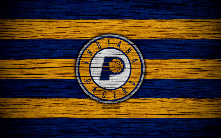 4k, Indiana Pacers, NBA, di legno, texture, basket, Eastern Conference, USA, emblema, il basket club, Indiana Pacers logo