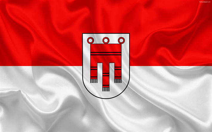 Bandera de Vorarlberg, en tierra federal, Austria Tierras, la divisi&#243;n Administrativa de Austria, s&#237;mbolos, Vorarlberg, Austria, seda textura, 4k