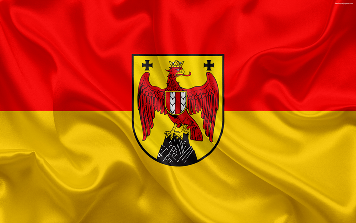 Bandera de Burgenland, en tierra federal, Austria tierras, escudo de armas, Austria divisi&#243;n administrativa, simbolismo, Burgenland, Austria, seda textura, 4k