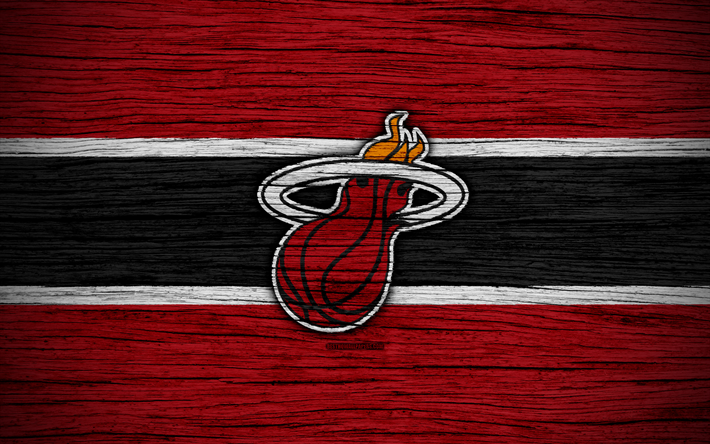 4k, del Heat de Miami, de la NBA, de madera de textura, de baloncesto, de la Conferencia este, estados UNIDOS, con el emblema del club de baloncesto, de los Miami Heat logotipo
