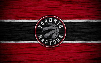 4k, Toronto Raptors, NBA, wooden texture, basketball, Eastern Conference, USA, emblem, basketball club, Toronto Raptors logo