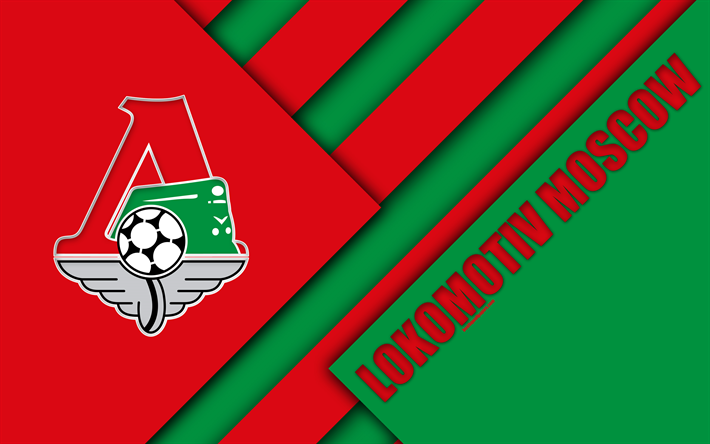 FC&quot;Lokomotiv&quot;は、モスクワ, 4k, 材料設計, 緑色赤色の抽象化, ロゴ, ロシアのサッカークラブ, モスクワ, ロシア, サッカー, ロシアのプレミアリーグ, Loko