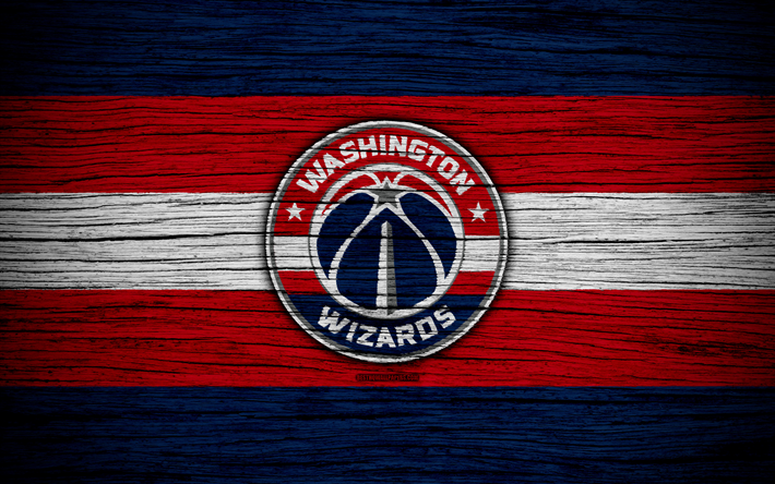 4k, les Wizards de Washington, la NBA, la texture de bois, de basket, de Conf&#233;rence est, les &#233;tats-unis, l&#39;embl&#232;me, le club de basket-ball, Washington Wizards logo