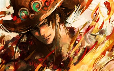 Portgas D Ace, manga, art, anime characters, One Piece