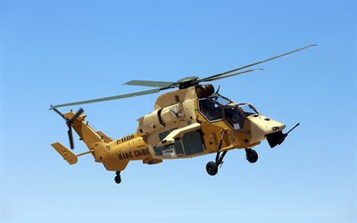 A Eurocopter Tiger, 4k, helic&#243;ptero de ataque, Mangusto, avi&#245;es de combate, Espanha For&#231;a A&#233;rea, A Eurocopter