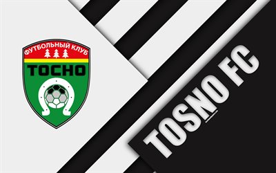 Tosno FC, 4k, design de material, preto-e-branco de abstra&#231;&#227;o, logo, Russo futebol clube, Tosno, R&#250;ssia, futebol, Russian Premier League