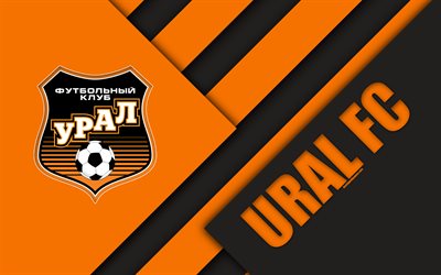 Ural FC, 4k, material design, orange black abstraction, logo, Russian football club, Ekaterinburg, Russia, football, Russian Premier League