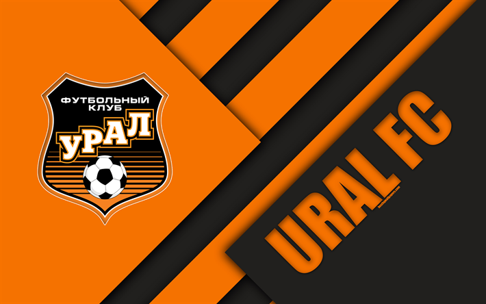 FC Ural, 4k, il design dei materiali, arancione nero astrazione, logo, russo football club, Ekaterinburg, Russia, calcio, Premier League russa