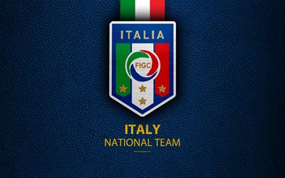 İtalya Milli Futbol Takımı, 4k, deri dokusu, amblem, logo, futbol, İtalya, Avrupa