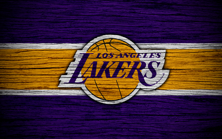 4k, Los Angeles Lakers, NBA, di legno, texture, il basket, LA Lakers, la Western Conference, USA, emblema, club di pallacanestro, i Los Angeles Lakers logo