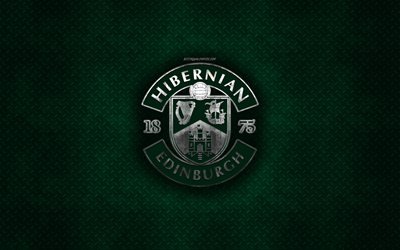 Hibernian FC, Scottish football club, blue metal texture, metal logo, emblem, Edinburgh, Scotland, Scottish Premiership, creative art, football