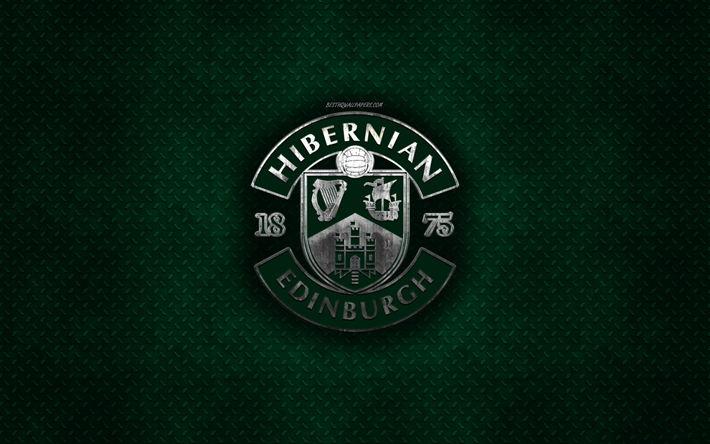 Hibernian FC, Scottish football club, bl&#229; metall textur, metall-logotyp, emblem, Edinburgh, Skottland, Skotska Premier League, kreativ konst, fotboll