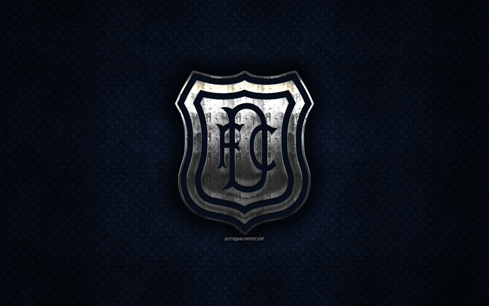 Dundee FC, Scottish football club, blue metal texture, metal logo, emblem, Dundee, Scotland, Scottish Premiership, creative art, football