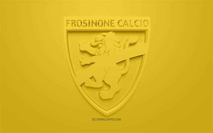 FC UEFA, yaratıcı 3D logo, sarı arka plan, 3d amblem, İtalyan Futbol Kul&#252;b&#252;, Ligi, FC, İtalya, 3d sanat, futbol, 3d logo şık