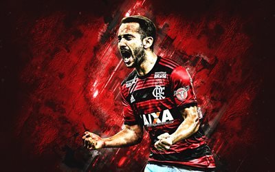 Everton Ribeiro, Flamengo, attacking midfielder, joy, red stone, famous footballers, football, Brazilian footballers, grunge, Serie A, Brazil, Clube de Regatas do Flamengo