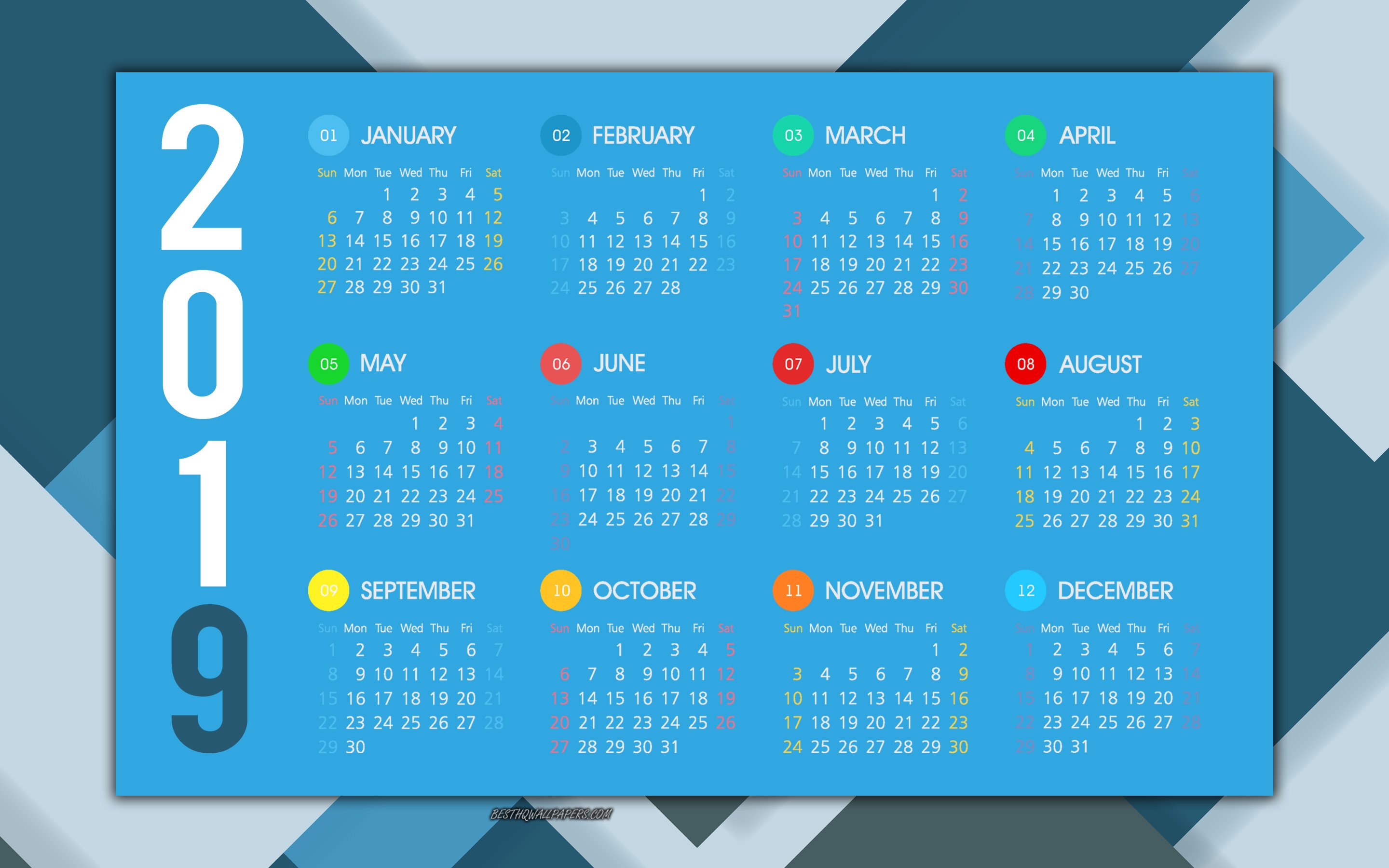 download-wallpapers-2019-calendar-blue-abstract-background-creative