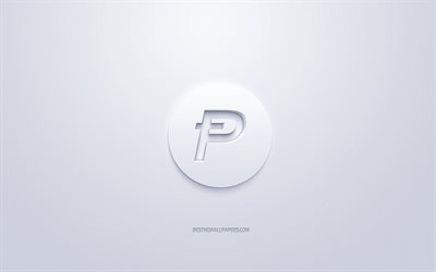 PotCoin logotipo, 3d-branco logo, Arte 3d, fundo branco, cryptocurrency, PotCoin, conceitos de finan&#231;as, neg&#243;cios, PotCoin logo 3d