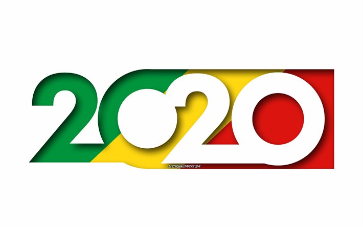 جمهورية الكونغو الديمقراطية عام 2020, علم جمهورية الكونغو, خلفية بيضاء, جمهورية الكونغو الديمقراطية, الفن 3d, 2020 المفاهيم, جمهورية الكونغو العلم