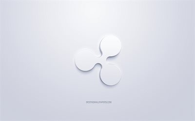 Ripple logo, 3d white logo, 3d art, white background, cryptocurrency, Ripple, finance concepts, business, Ripple 3d logo