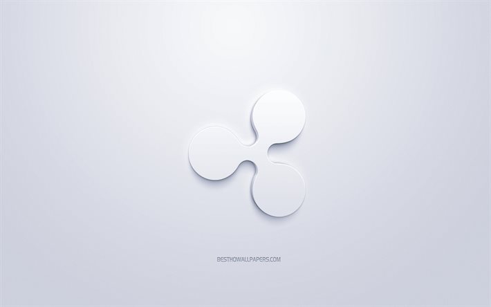 リップルロゴ, 3d白のロゴ, 3dアート, 白背景, cryptocurrency, リップル, 金融の概念, 事業, リップル3dロゴ
