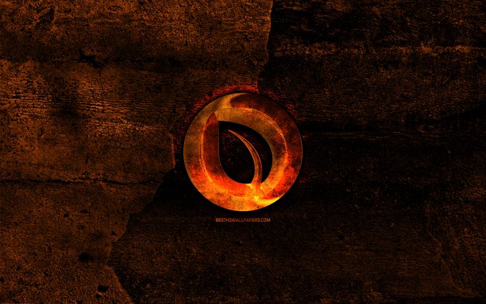 Peercoin de fuego logotipo naranja de piedra de fondo, creativo, Peercoin logotipo, cryptocurrency, Peercoin