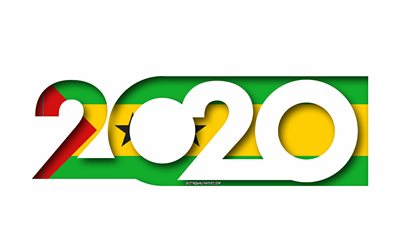 سان تومي وبرينسيبي 2020, العلم من ساو تومي وبرينسيبي, خلفية بيضاء, سان تومي وبرينسيبي, الفن 3d, 2020 المفاهيم, سان تومي وبرينسيبي العلم
