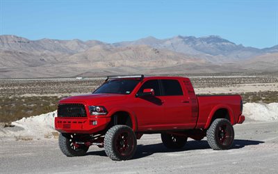 Dodge Ram 2500, front view, red pickup truck, tuning Ram 2500, american cars, Dodge