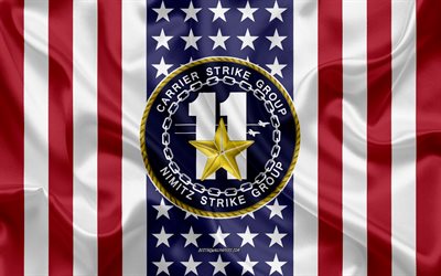 Carrier Strike Group 11 Emblem, American Flag, US Navy, Silk Texture, United States Navy, Silk Flag, Carrier Strike Group 11, USA