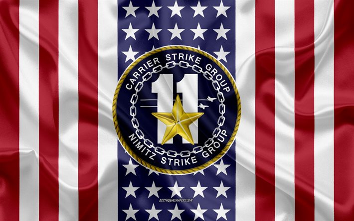 Carrier Strike Group 11 Emblema, Bandiera Americana, US Navy, Seta Texture, della Marina degli Stati Uniti, Seta Flag Carrier Strike Group 11, USA