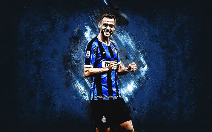 Stefan de Vrij, FC Internazionale, Hollandalı futbolcu, Inter Milan FC, Serie, İtalya, futbol, mavi taş arka plan