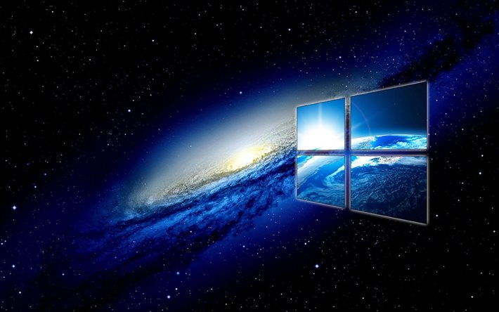 Windows 10 azul do logotipo, obras de arte, galaxy, OS, nebulosa, 10 logotipo do Windows, criativo, Windows 10