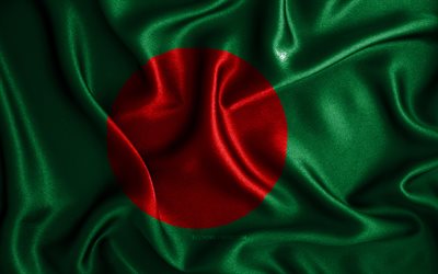 Bangladeshi flag, 4k, silk wavy flags, Asian countries, national symbols, Flag of Bangladesh, fabric flags, Bangladesh flag, 3D art, Bangladesh, Asia, Bangladesh 3D flag