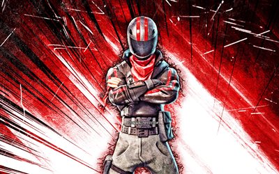 4k, Burnout, grunge art, Fortnite Battle Royale, Fortnite characters, Burnout Skin, red abstract rays, Fortnite, Burnout Fortnite