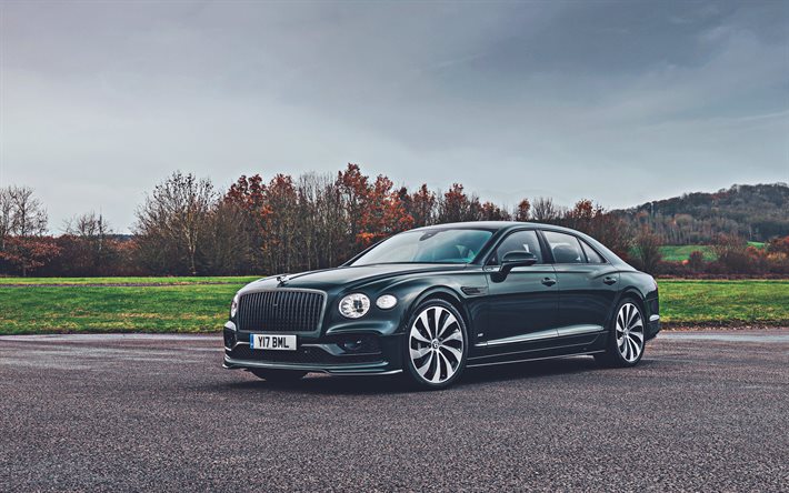 Bentley Flying Spur, 4k, carros de luxo, 2021 carros, supercarros, 2021 Bentley Flying Spur, Bentley
