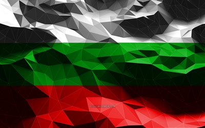 4k, Bulgarian flag, low poly art, European countries, national symbols, Flag of Bulgaria, 3D flags, Bulgaria flag, Bulgaria, Europe, Bulgaria 3D flag