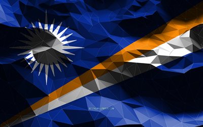 4k, Marshall Islands flag, low poly art, Oceanian countries, national symbols, Flag of Marshall Islands, 3D flags, Marshall Islands, Oceania, Marshall Islands 3D flag
