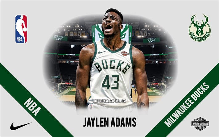 Jaylen Adams, Milwaukee Bucks, Amerikan Basketbolcu, NBA, portre, ABD, basketbol, Fiserv Forum, Milwaukee Bucks logosu