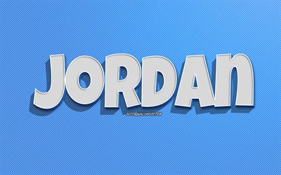 Jordan, blue lines background, wallpapers with names, Jordan name, male names, Jordan greeting card, line art, picture with Jordan name