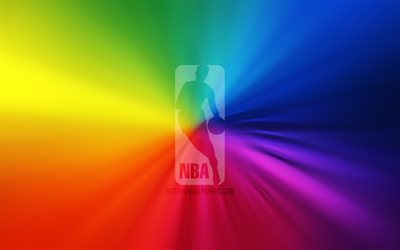 NBA logo, 4k, vortex, National Basketball Association, rainbow backgrounds, creative, artwork, NBA