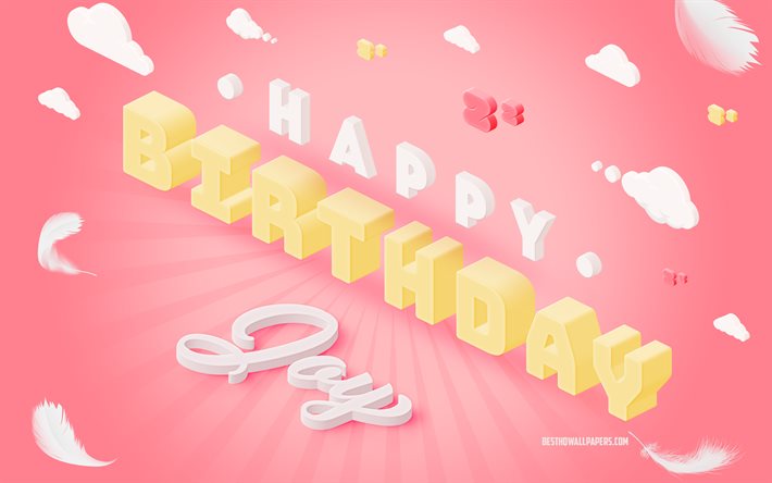 Buon compleanno gioia, sfondo di palloncini di compleanno, gioia, sfondi con nomi, gioia buon compleanno, sfondo di compleanno palloncini rosa, biglietto di auguri, compleanno di gioia