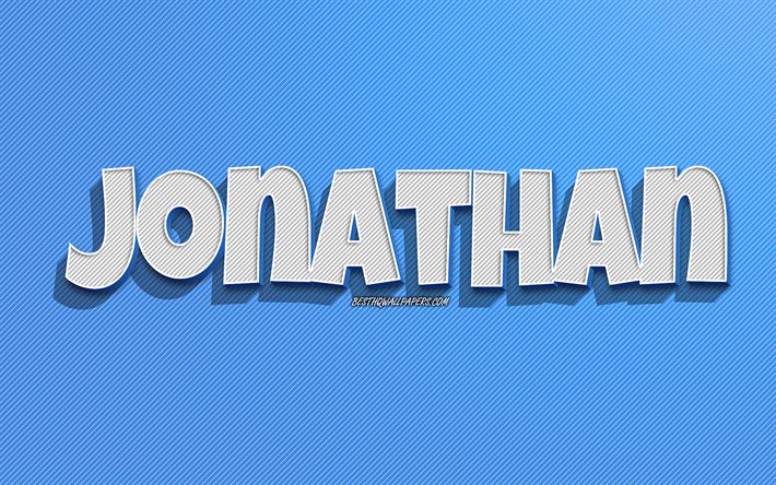 jonathan, blaue linien hintergrund, tapeten mit namen, jonathan namen, m&#228;nnliche namen, jonathan gru&#223;karte, strichzeichnungen, bild mit jonathan namen