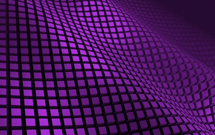 3D波テクスチャ, 4k, 3Dパープルウェーブ, 波の背景, 紫の波の背景, 3D波