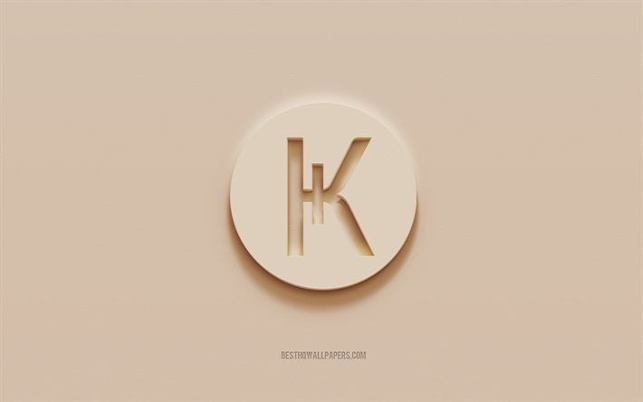 Logo Karbowanec, sfondo di gesso marrone, logo 3d Karbowanec, criptovaluta, emblema di Karbowanec, arte 3d, Karbowanec