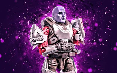 Comandante Zavala, 4k, luci al neon viola, Destiny, Titan Vanguard of the Tower, creativo, Commander Zavala Destiny