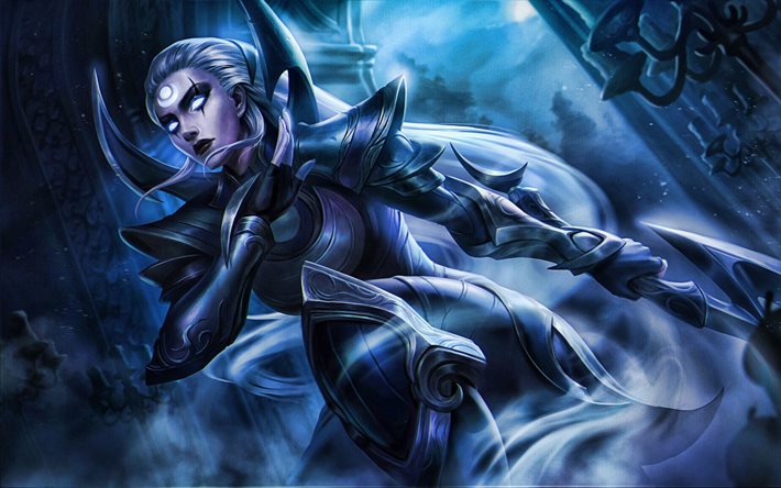 Diana, bataille, MOBA, League of Legends, œuvres d&#39;art, Legends of Runeterra, nuit, Diana League of Legends