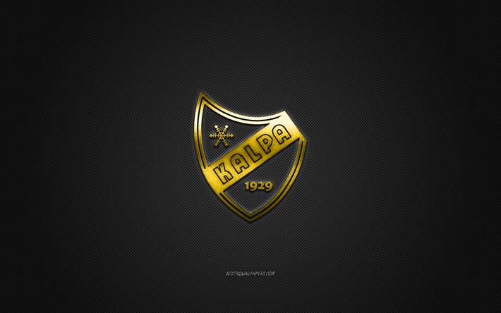 Oulun Karpat, club di hockey finlandese, Liiga, logo giallo, sfondo nero in fibra di carbonio, hockey su ghiaccio, Oulu, Finlandia, logo Oulun Karpat