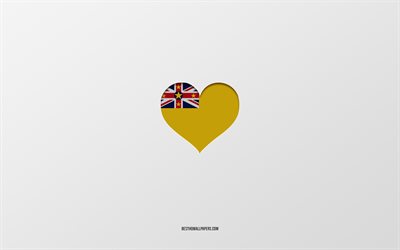 I Love Niue, Oceania countries, Niue, gray background, Madagascar flag heart, favorite country, Love Niue